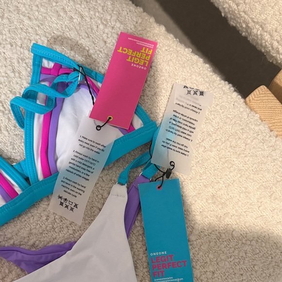 NWT! Oneone Swimwear Small XS Triangle Bikini Bikini Set Strappy Color block - Picture 7 of 7